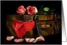 Miss you-roses on vintage suitcase card