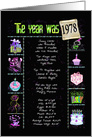 birthday year 1978 fun trivia facts with party elements card