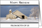 Birthday from both of us with winter barn card