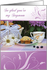 Step Mom Birthday vintage teacup with blueberry muffins and daisy card