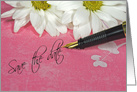 Save The Date fountain pen with white daisies card