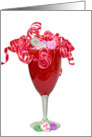 Valentine’s Day-candy hearts in stemware card