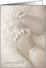 New Grandchild Congratulations With Baby Feet On Blanket card