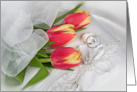 Wedding Rings and Tulips on Bridal Pillow card