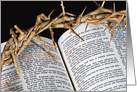 Easter crown of thorns on Holy Bible card