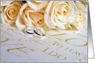 Wedding Congratulations-white roses and wedding rings card