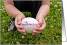 Mother’s Day-little girl holding an egg with holiday message card