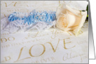 wedding congratulations-bridal garter with white rose card
