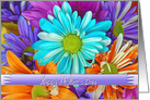 Mother’s Day, close up of colorful daisy bouquet card