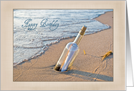 Birthday Message In a Bottle In Beach Sand card