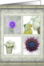fun floral collage with elegant framework for birthday card