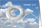 Thank You - life preserver airborne in the sky card