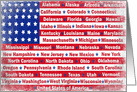 Fourth of July American flag with United States listed alphabetically card