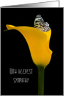 deepest sympathy with butterfly in yellow calla lily card