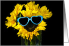 Birthday-sunflower wearing heart sunglasses card