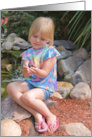 Little Girl In a Garden With a Butterfly for Birthday card