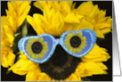 Birthday humor sunflower with heart shaped sunglasses card