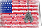 Thank You for Marine dog tags on American flag card