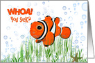 Get Well Soon cute clown fish with bubbles and starfish in seaweed card