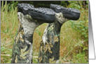 Camouflage Hunting Boots In Tall Grass For Birthday card