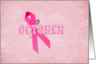 Pink Ribbon for Breast Cancer survivor on textured background card