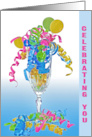 Birthday Balloons and Ribbons In a Champagne Flute card