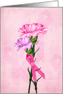 Breast Cancer encouragement pink breast cancer symbol ribbon bouquet card