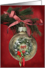 Christmas ornament with wreath and pine bough card