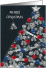 Christmas tree with military dog tags and patriotic bows card
