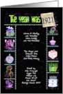 Birthday in 1921 fun trivia facts and party elements on black card