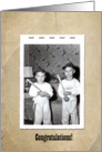 Congratulations on making the baseball team-young boys with bats card