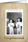 45th birthday-little boys with baseball bats in old snapshot frame card