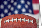 close up of a football with flag background birthday card