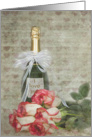 Valentine’s Day-roses and a bottle of wine card