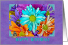 Birthday-close up of colorful daisies card