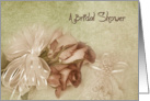 Bridal Shower invitation-rose bouquet on bridal pillow card