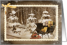 Christmas-vintage sleigh in an old-fashioned snapshot frame card