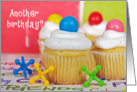 birthday cupcakes with toy jacks and gumballs card