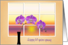 Pink Orchids in Black Vase with Window for 65th Birthday card