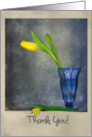 Thank you yellow tulip in blue sundae glass card