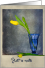 just a note-yellow tulip in blue sundae glass card