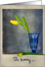 Encouragement-yellow tulip in blue sundae glass card