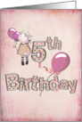 5th Birthday party invitaiton-girl with pink balloons card