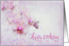 Birthday-orchids and bubbles with butterfly card