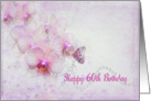 60th birthday-butterfly with orchids and bubbles card