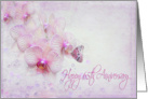 65th wedding anniversary with orchids and butterfly card