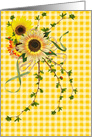 Friendship lady bugs sunflower bouquet on yellow gingham card