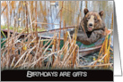 Bear In Rusty Rowboat for Birthday Humor card