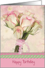 Daughter’s birthday pink rose bouquet on textured background card