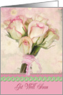 get well soon-pink rose bouquet with ruffled ribbon card